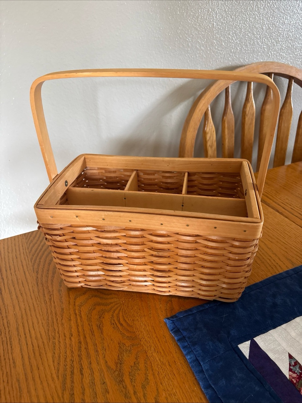 Woven Picnic Basket with Top Handle - Natural Honey Brown